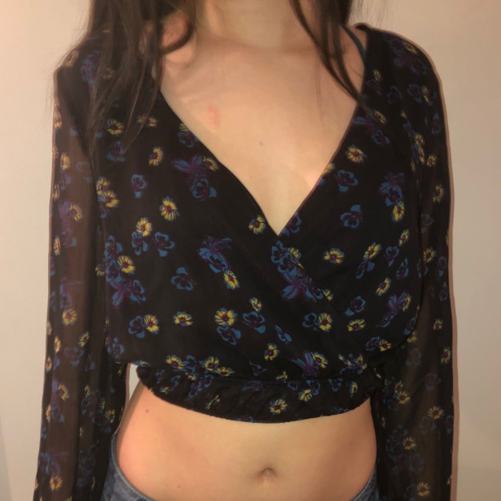 flower long sleeve blouse/top